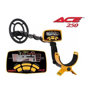 Detector de metales Garrett Ace 250 con bobina de búsqueda concéntrica de 6.5" x 9" para detección de objetos moendas, joyas, Reliquias y Tesoros